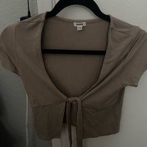 Pink Wrap Tie Cropped shirt